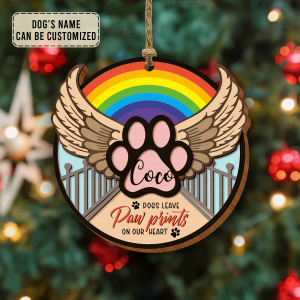 Dog Memorial, Dogs Leave Paw Prints On  Our Heart - Personalized Ornament