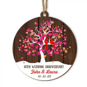 Wedding Anniversary - Personalized Wooden Ornament, Wedding Gift, Christmas Gift