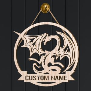 Dragon Custom Wood Sign  Wooden Name Signs  Personalised Wooden Signs  Dragon Lover Wooden Christmas Tree Decorations  Wall Art  Wood Wall Decor